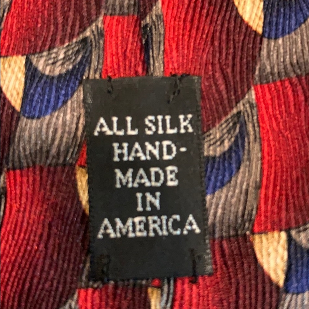 J.Z Richards tie red blue gray tan silk - Picture 5 of 16